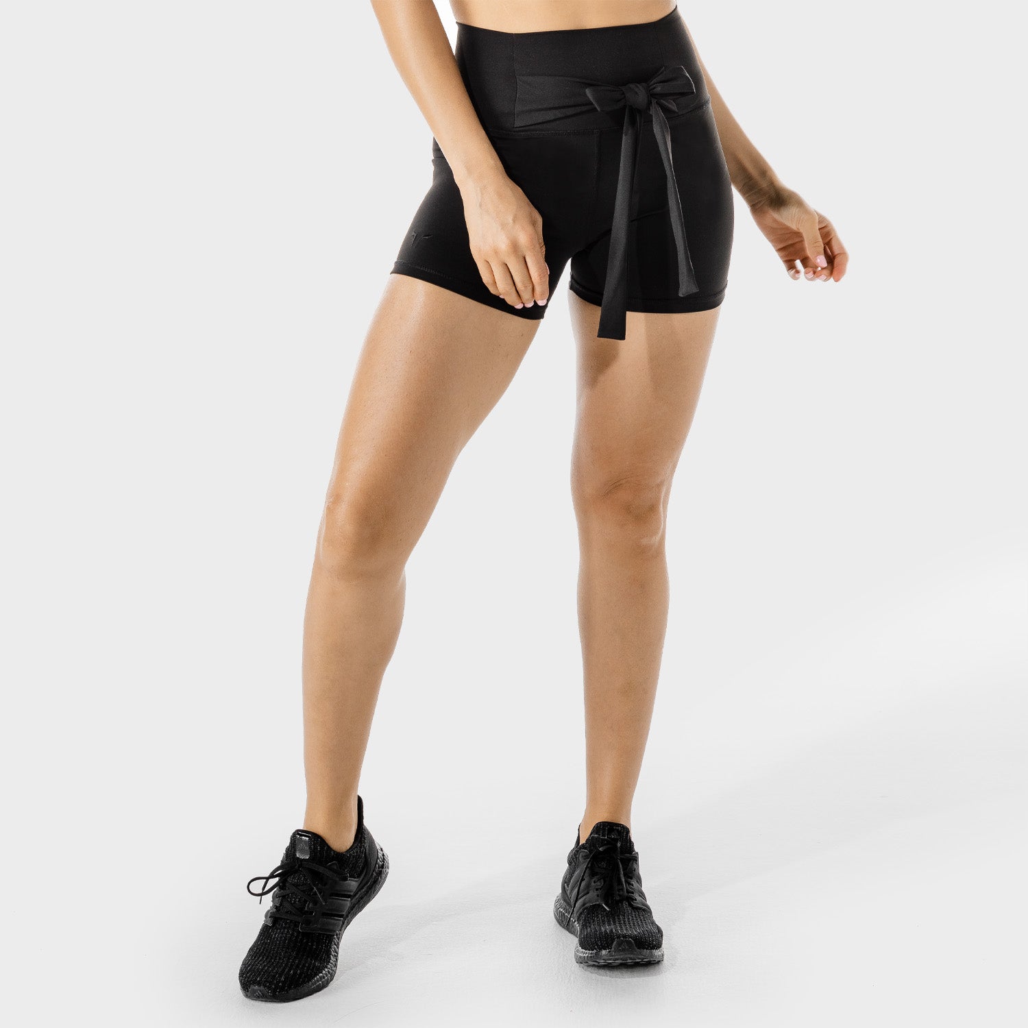 AE, Women's Fitness - Tie Shorts - Black, Workout Shorts Women