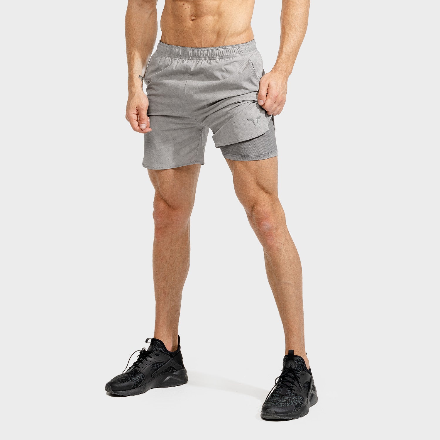 AE, LAB360° 2-in-1 Legging Shorts - Black, Gym Shorts Men