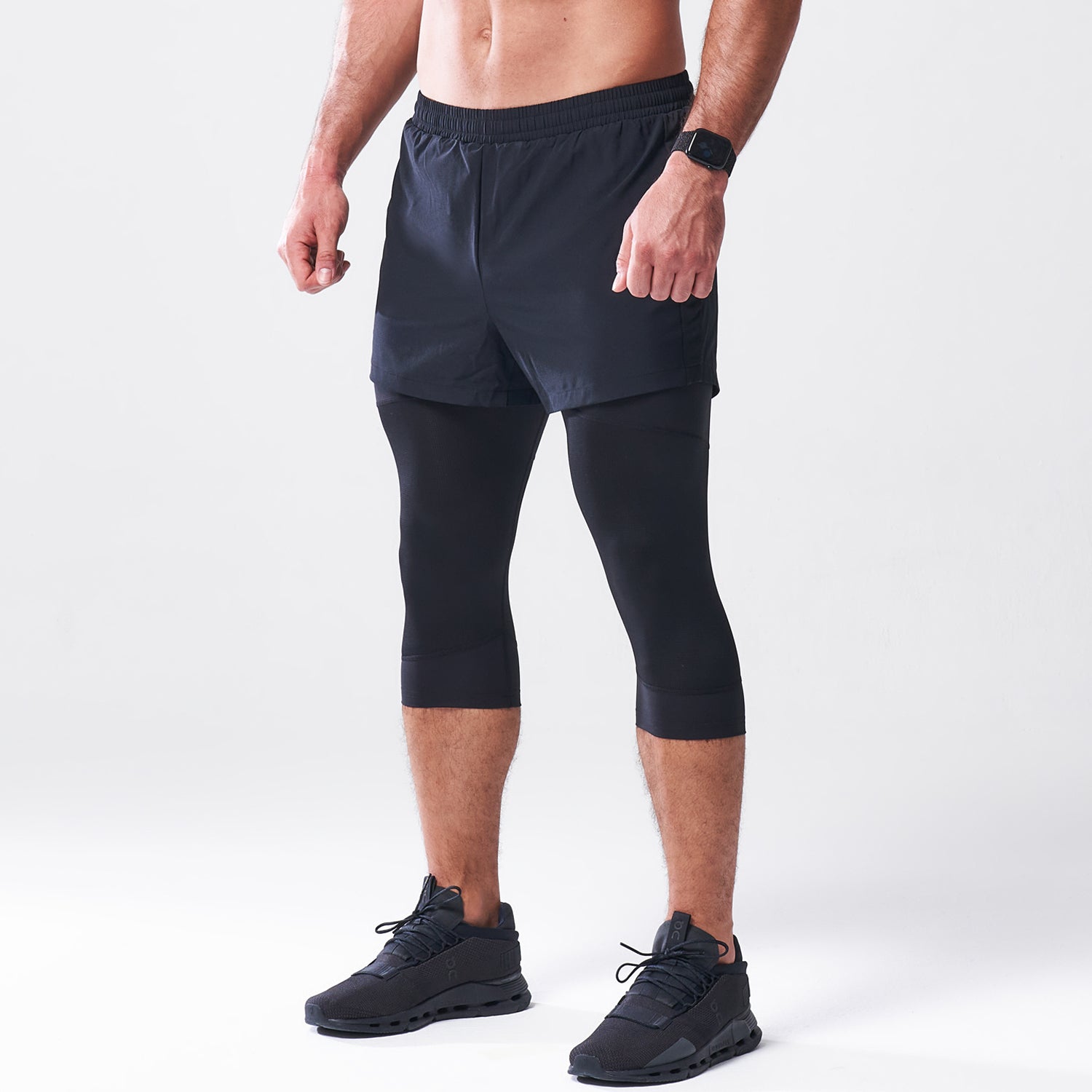 Buy NEVER QUIT Double Layer 2 in 1 Sports Shorts with Inner Tights for Men  Gym Tight Short with Pocket (S) Black at