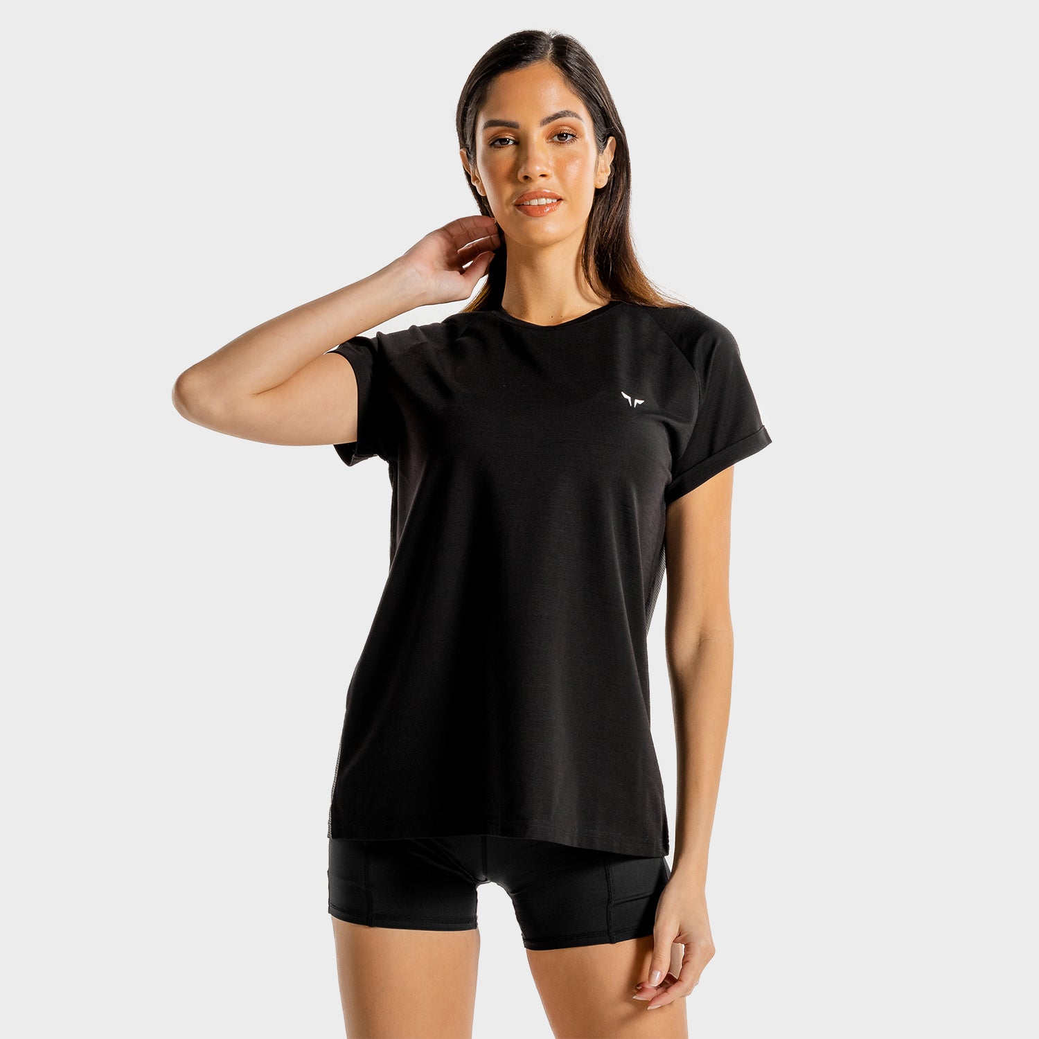 AU, Core Loose Fit Tee - Black, Workout Shirts Women