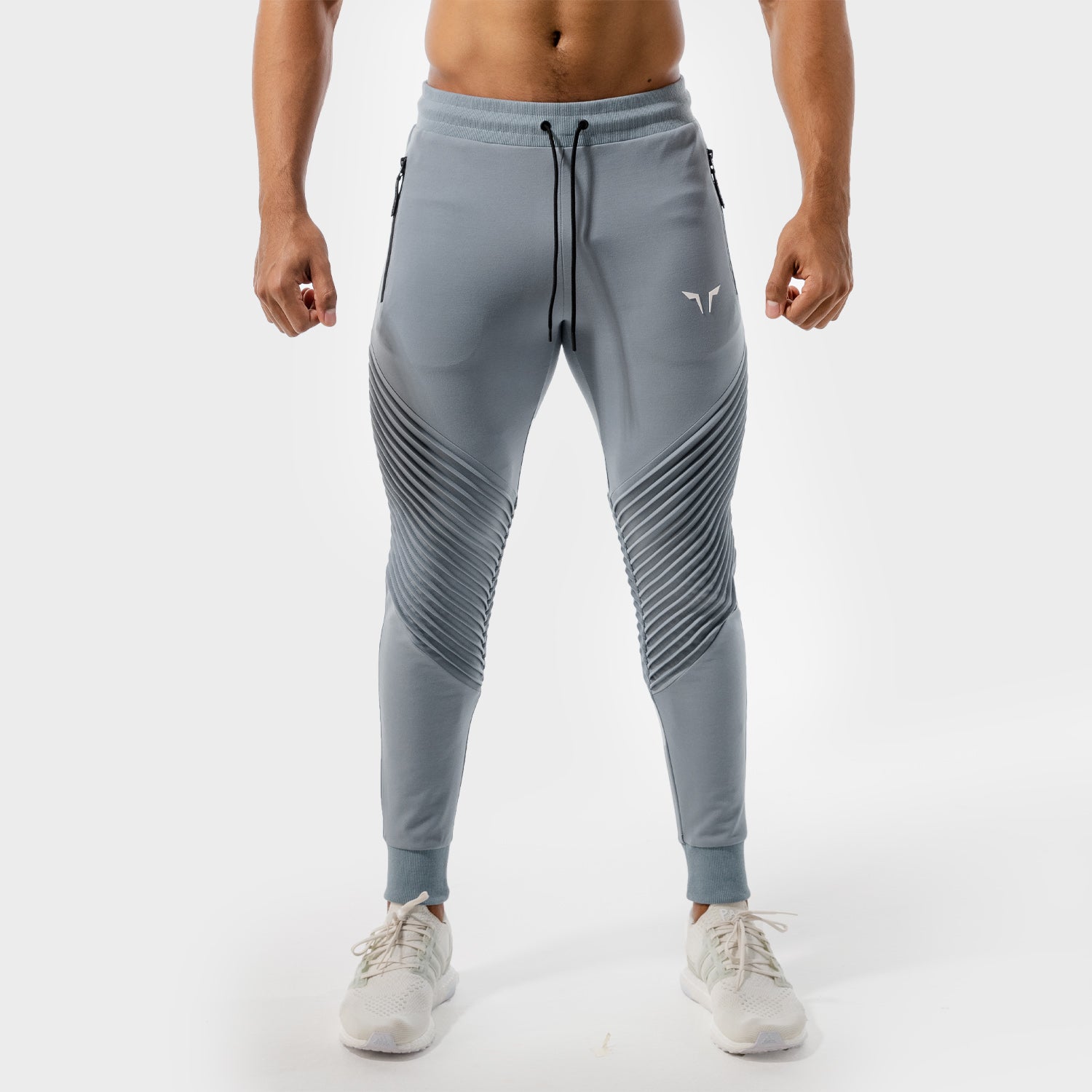 Statement Ribbed Joggers- Blue | Gym Jogger Men | SQUATWOLF