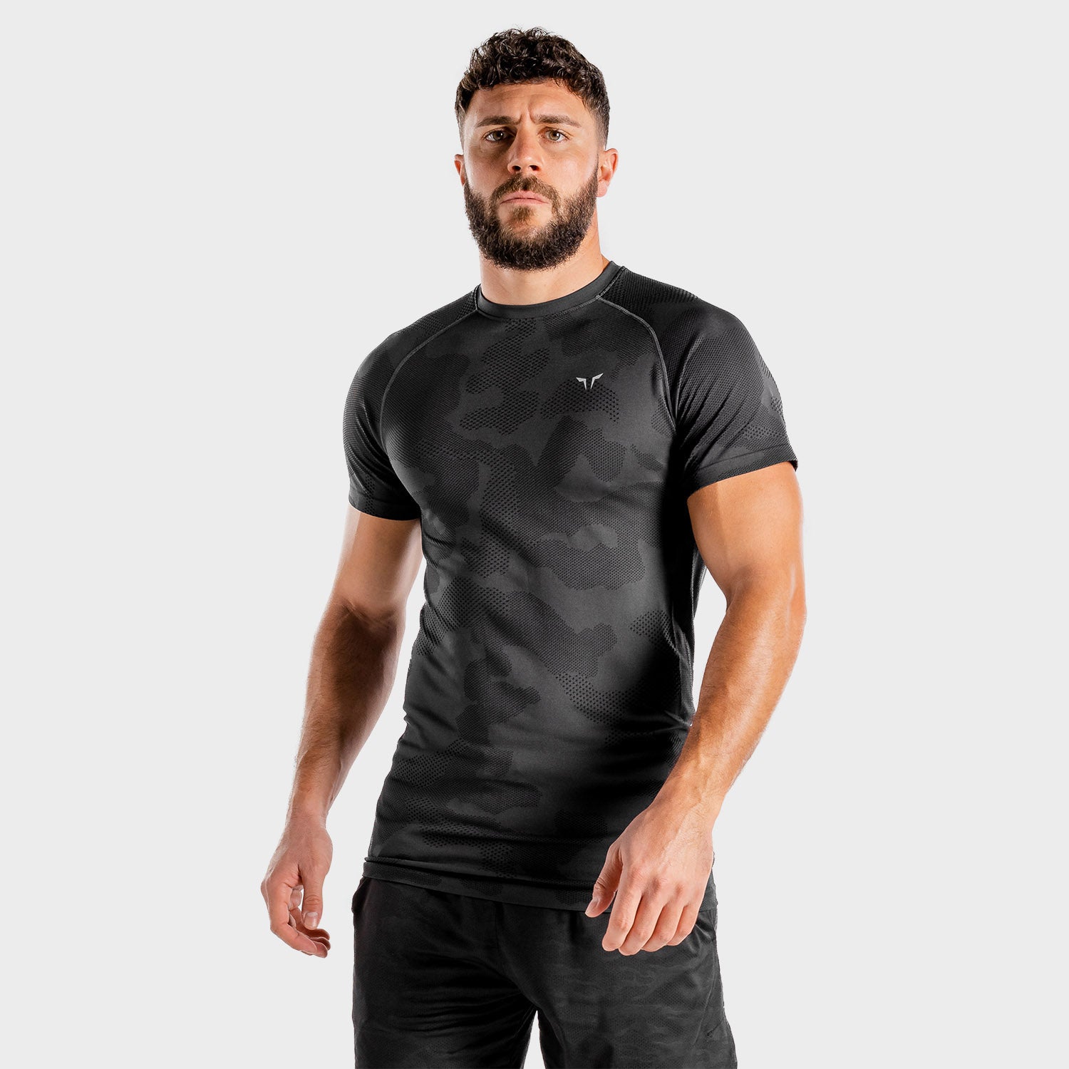 US, Wolf Seamless Tee - Black, Gym T-Shirts Men