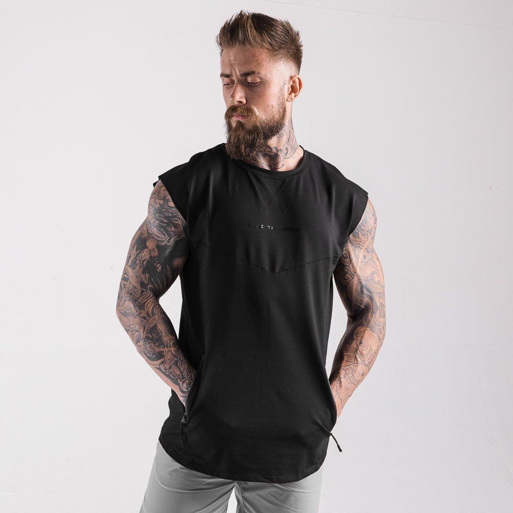 Statement Drop Shoulder Top Black Gym Tanks Men SQUATWOLF