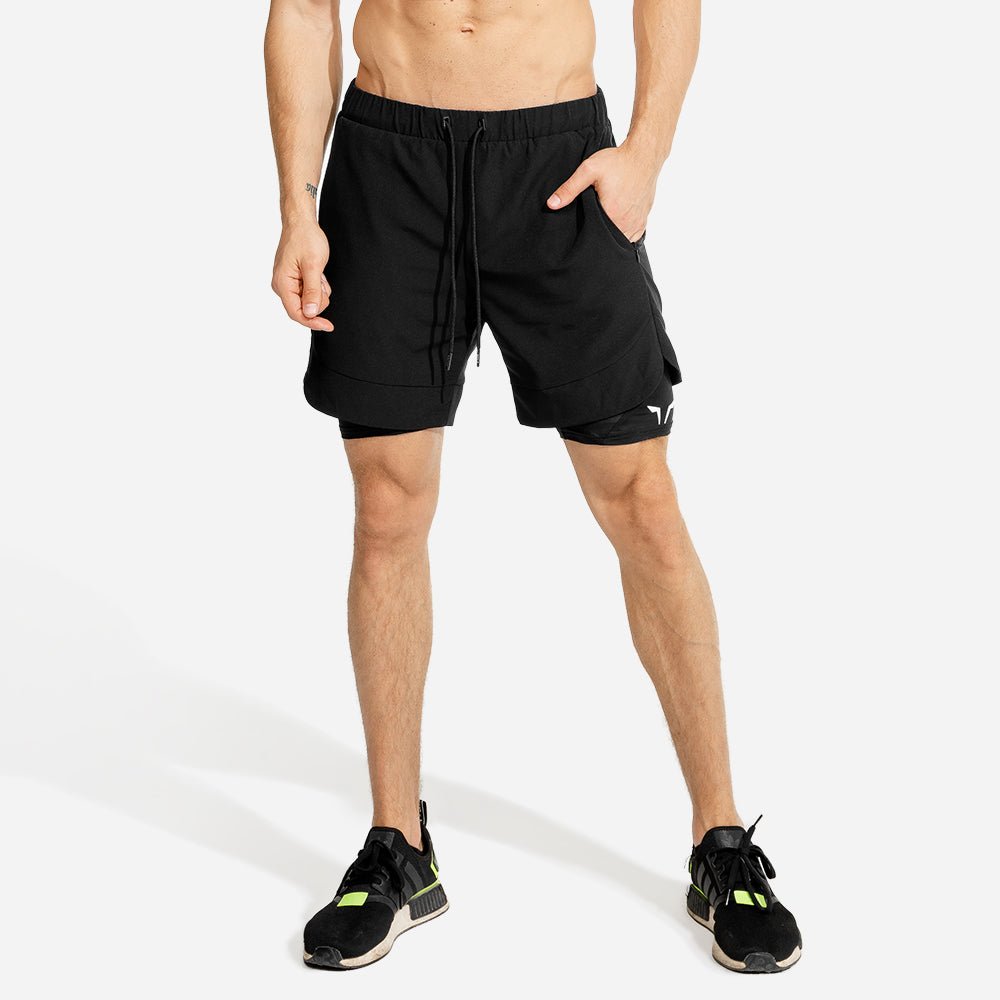 AE | Limitless 2-in-1 Shorts - Black And Black | Gym Shorts Men | SQUATWOLF