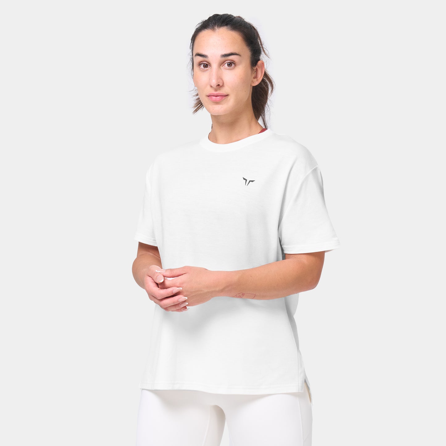 Essential Longline Oversized Tee - Pearl White