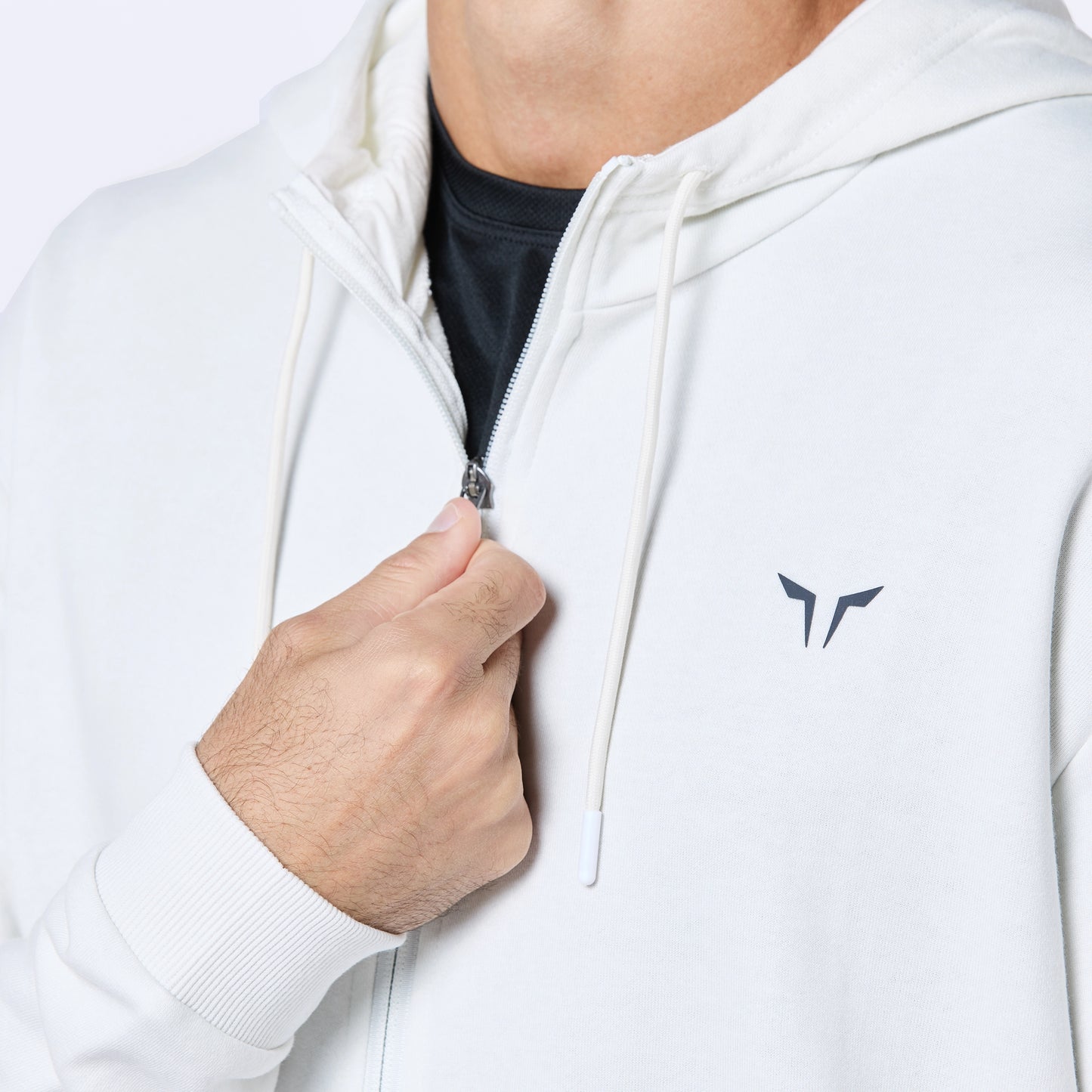 Essential Zipped Hoodie - Pearl White