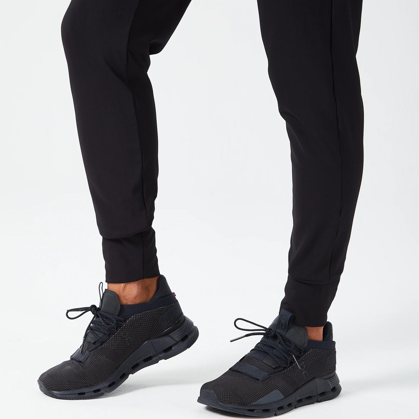 Luxe Ribbed Joggers - Black