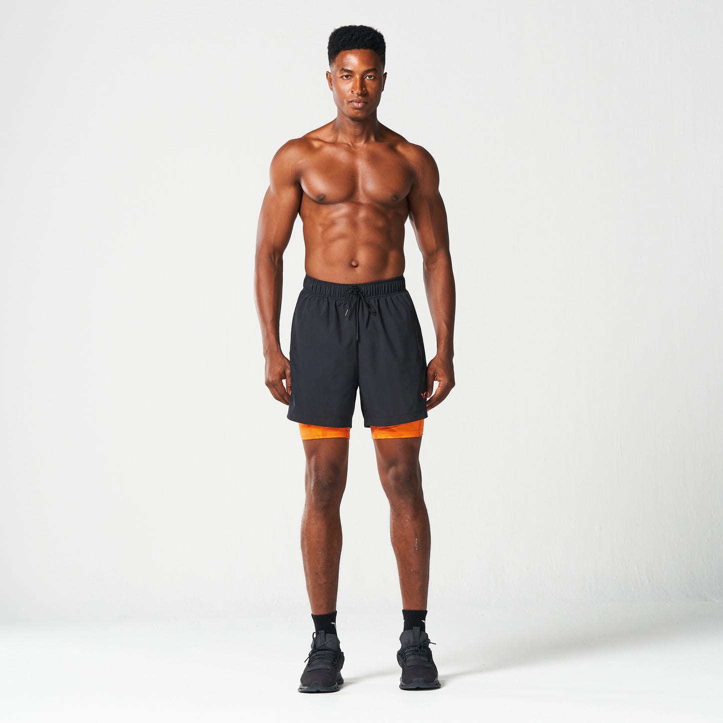 Limitless 2-in-1 7" Shorts - Black & Persimmon Orange