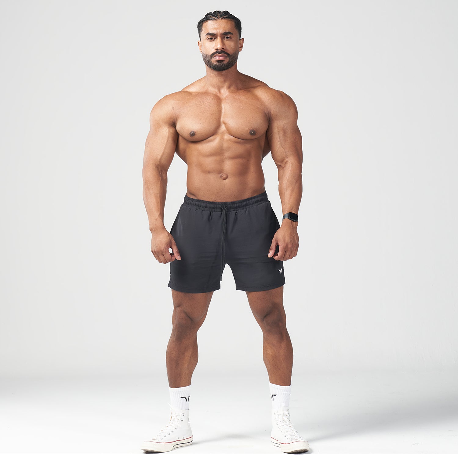 AE, Essential 5 Inch Shorts - Black, Gym Shorts Men
