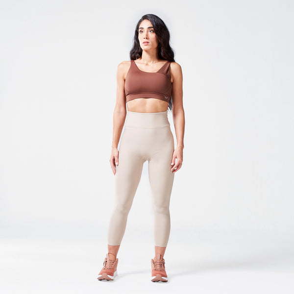 Code Ribbed Asymmetric Bra - Cappuccino