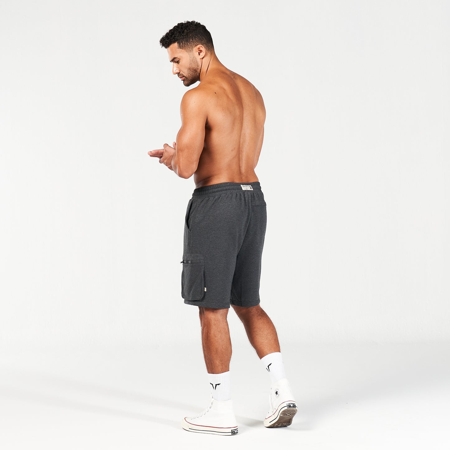 squatwolf-gym-wear-golden-era-new-gen-jogger-shorts-black-marl-workout-short-for-men