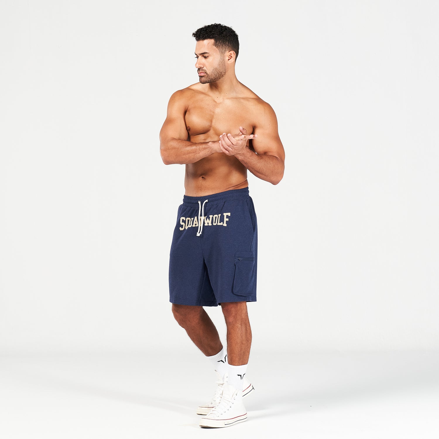 squatwolf-gym-wear-golden-era-new-gen-jogger-shorts-navy-marl-workout-short-for-men