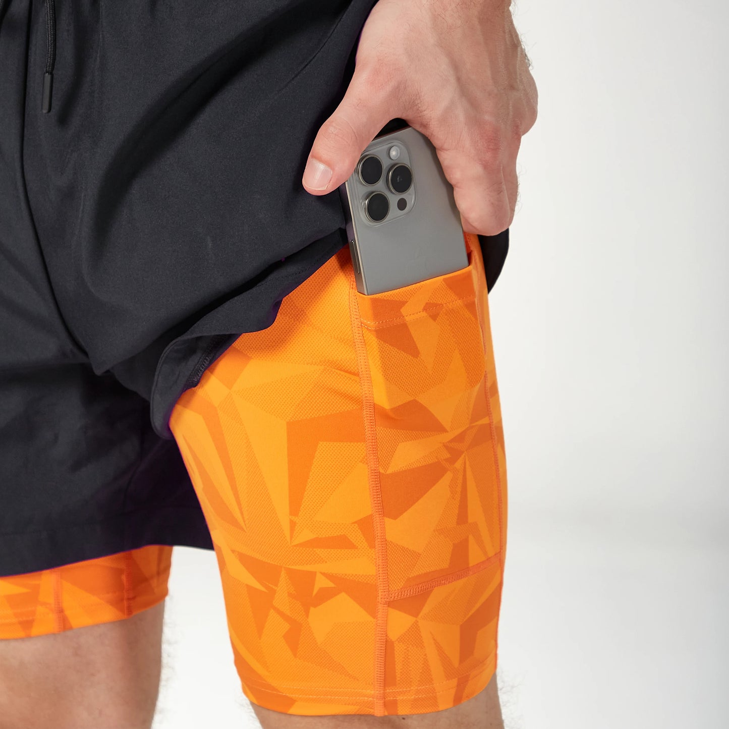 Limitless 2-in-1 7" Shorts - Black & Persimmon Orange