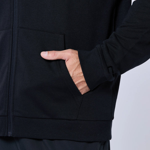 Essential Zipped Hoodie - Black