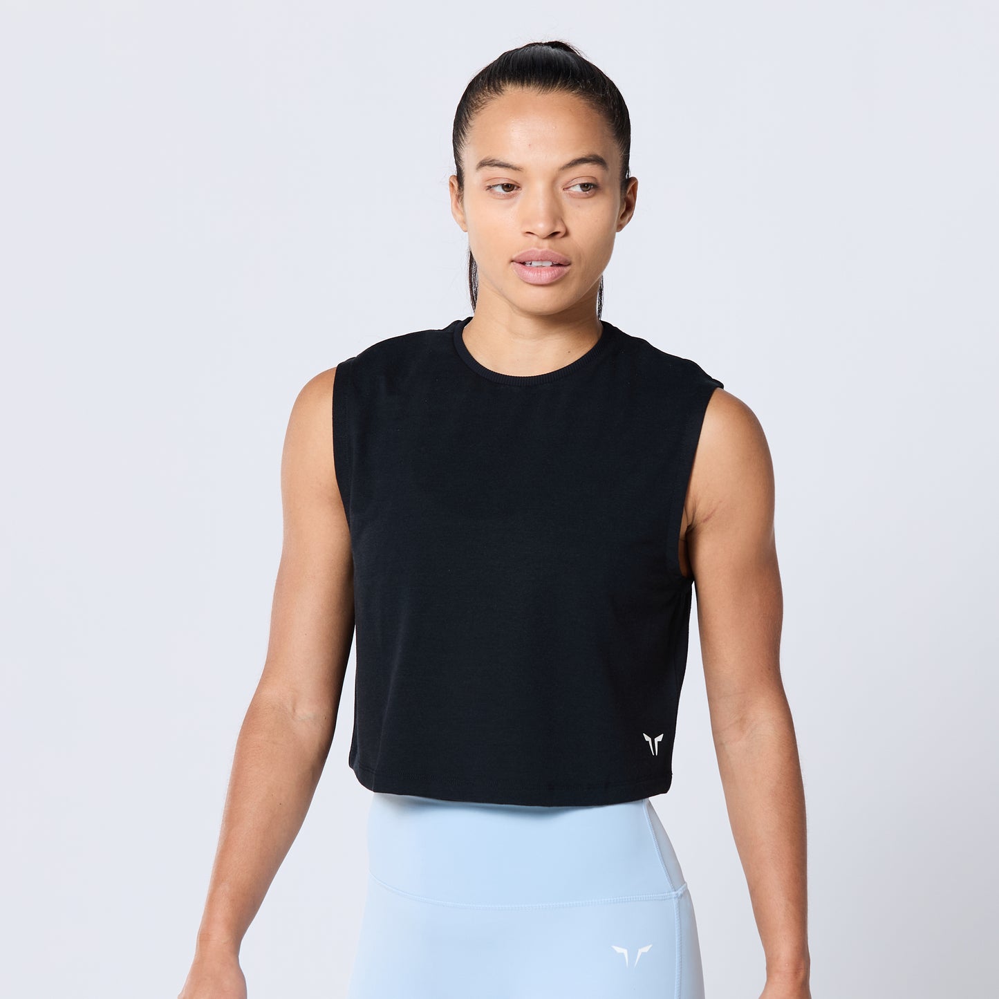 Crop Crew Cut Tank - Black