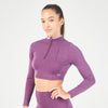 squatwolf-workout-clothes-qtr-zip-serpent-top-purple-rose-gym-t-shirts-for-women