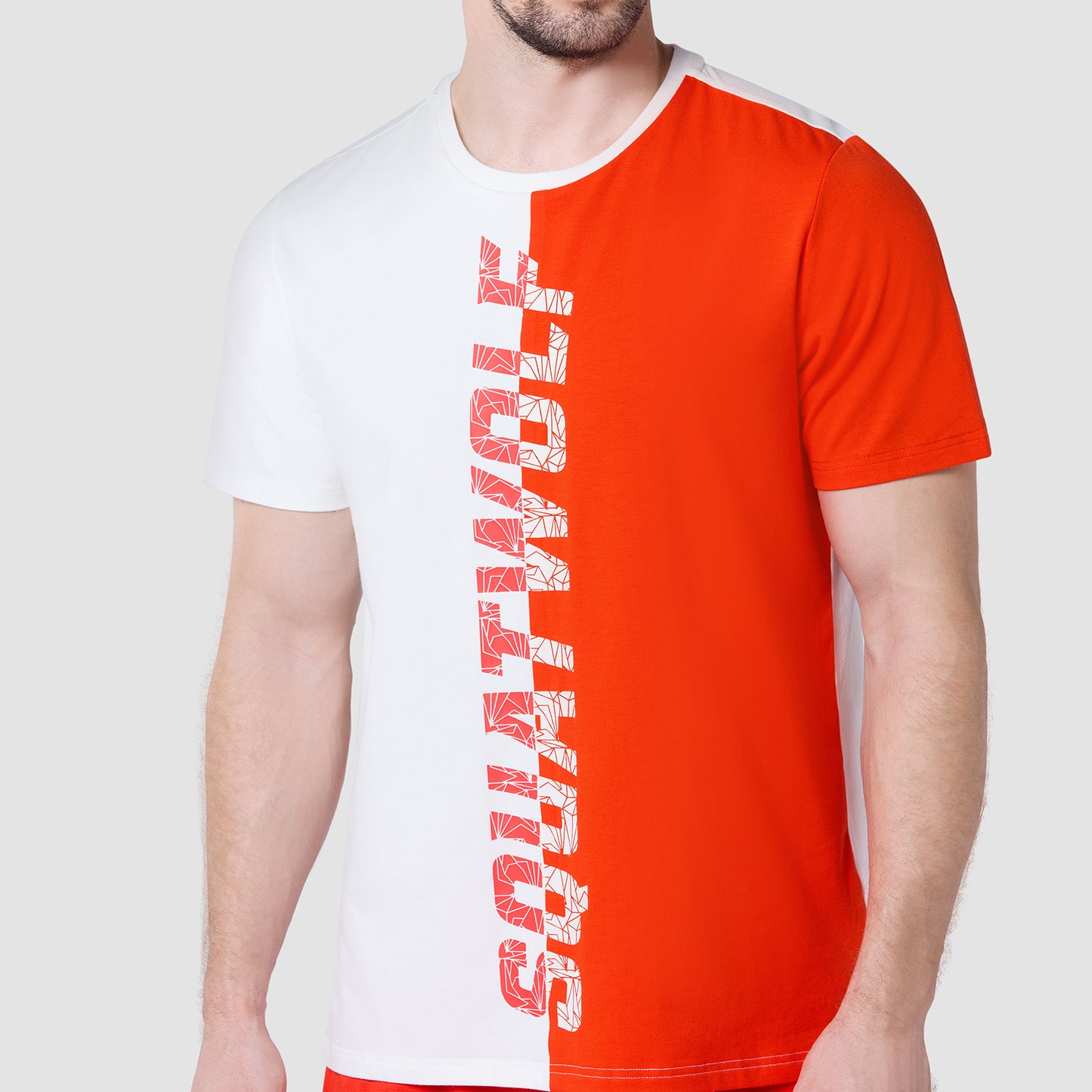 Split Logo Tee - Pearl White & Orange.Com