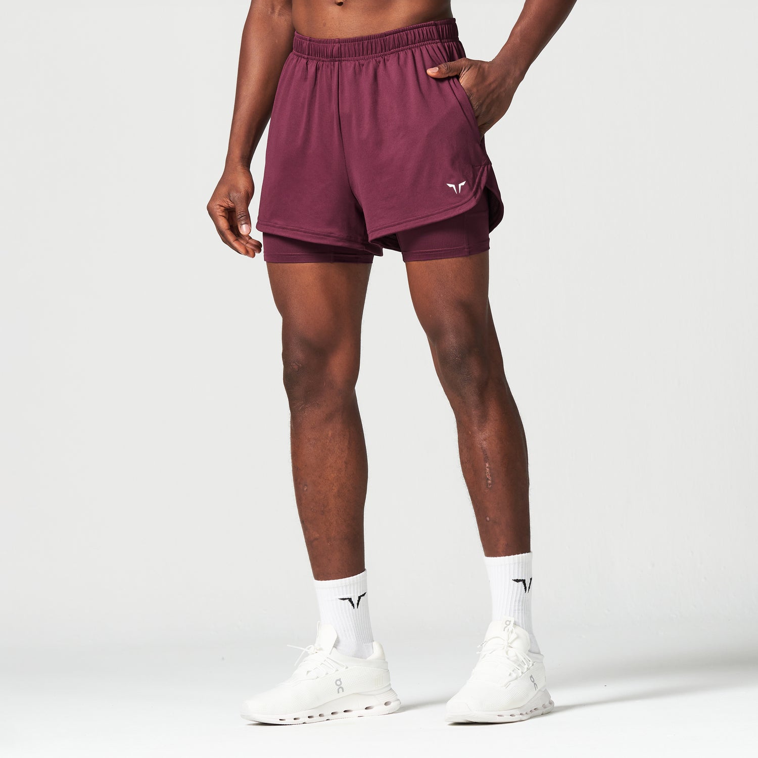 Two in one Athletic Shorts 5 Burgundy