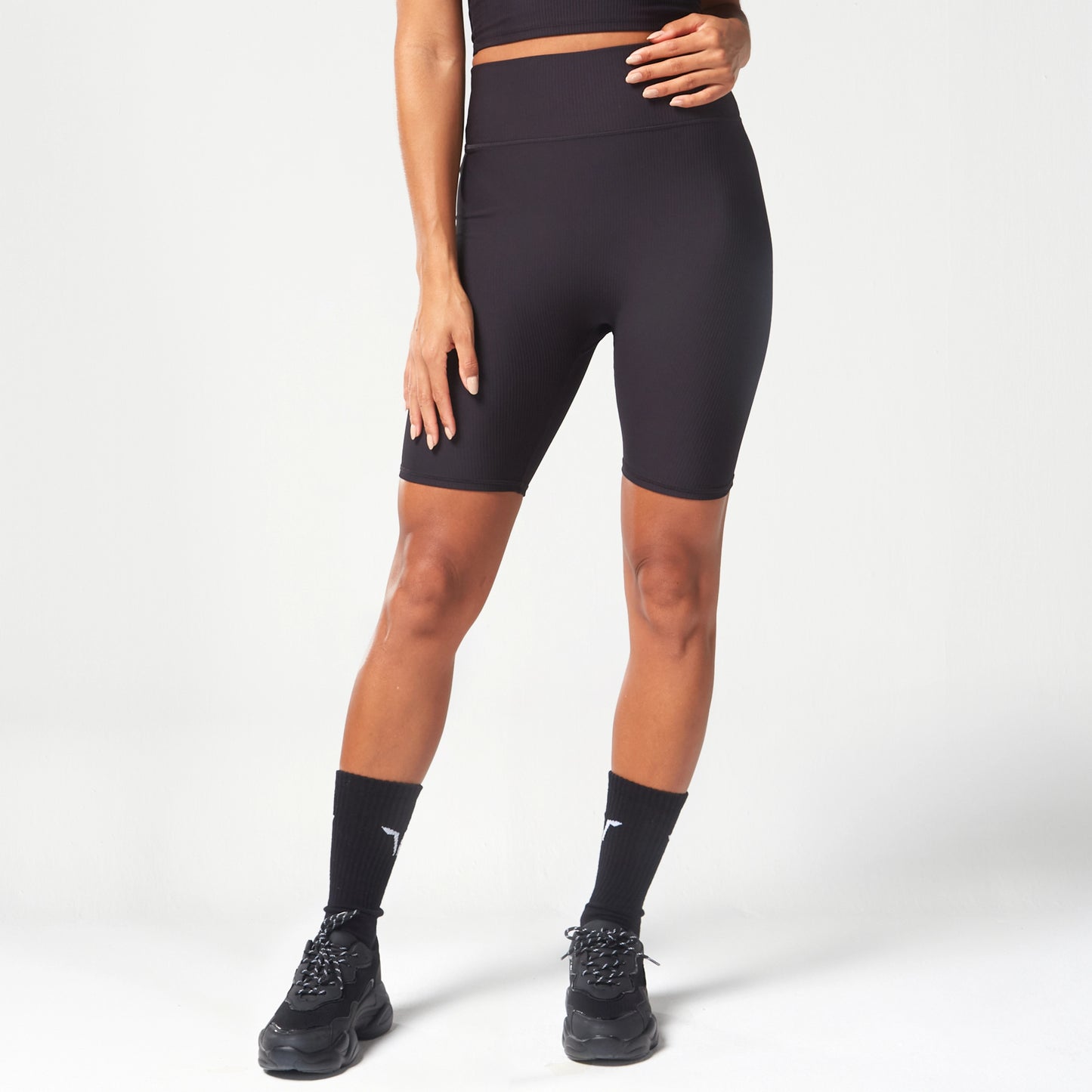 AE | Code Ribbed Biker Shorts - Black | Workout Shorts Women | SQUATWOLF
