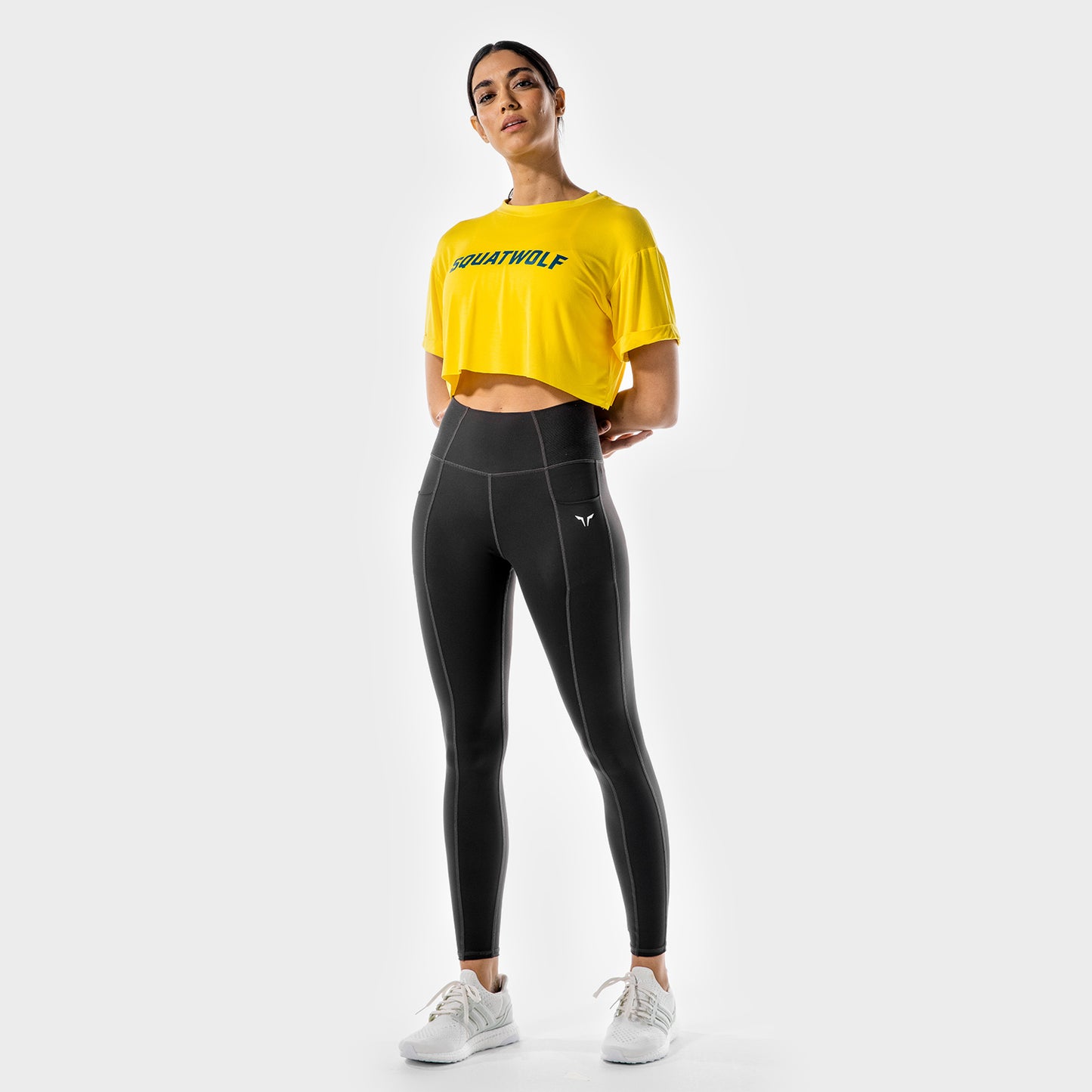 squatwolf-gym-t-shirts-for-women-iconic-crop-tee-yellow-workout-clothes