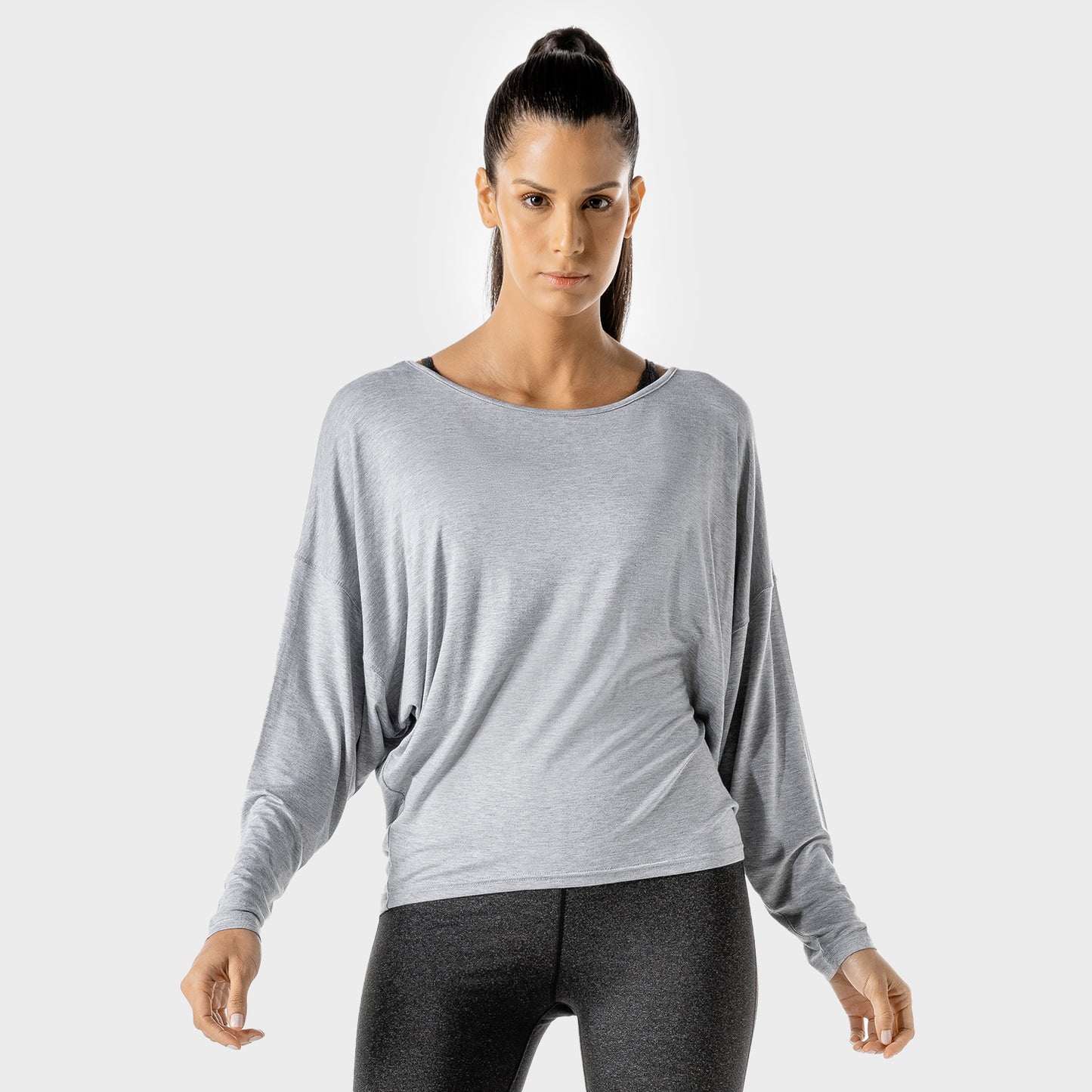 squatwolf-gym-wear-womens-fitness-batwing-top-grey-workout-shirts