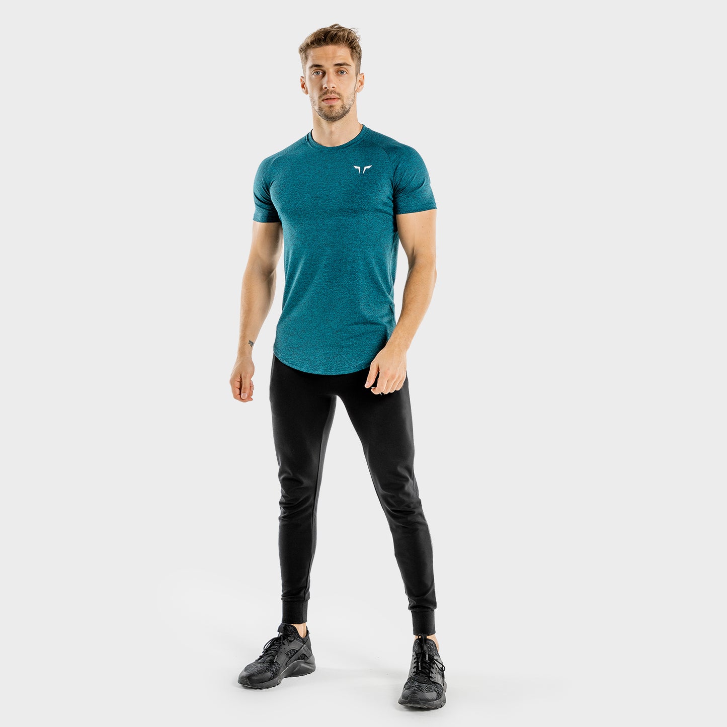 squatwolf-workout-shirts-for-men-melange-workout-tee-teal-gym-wear