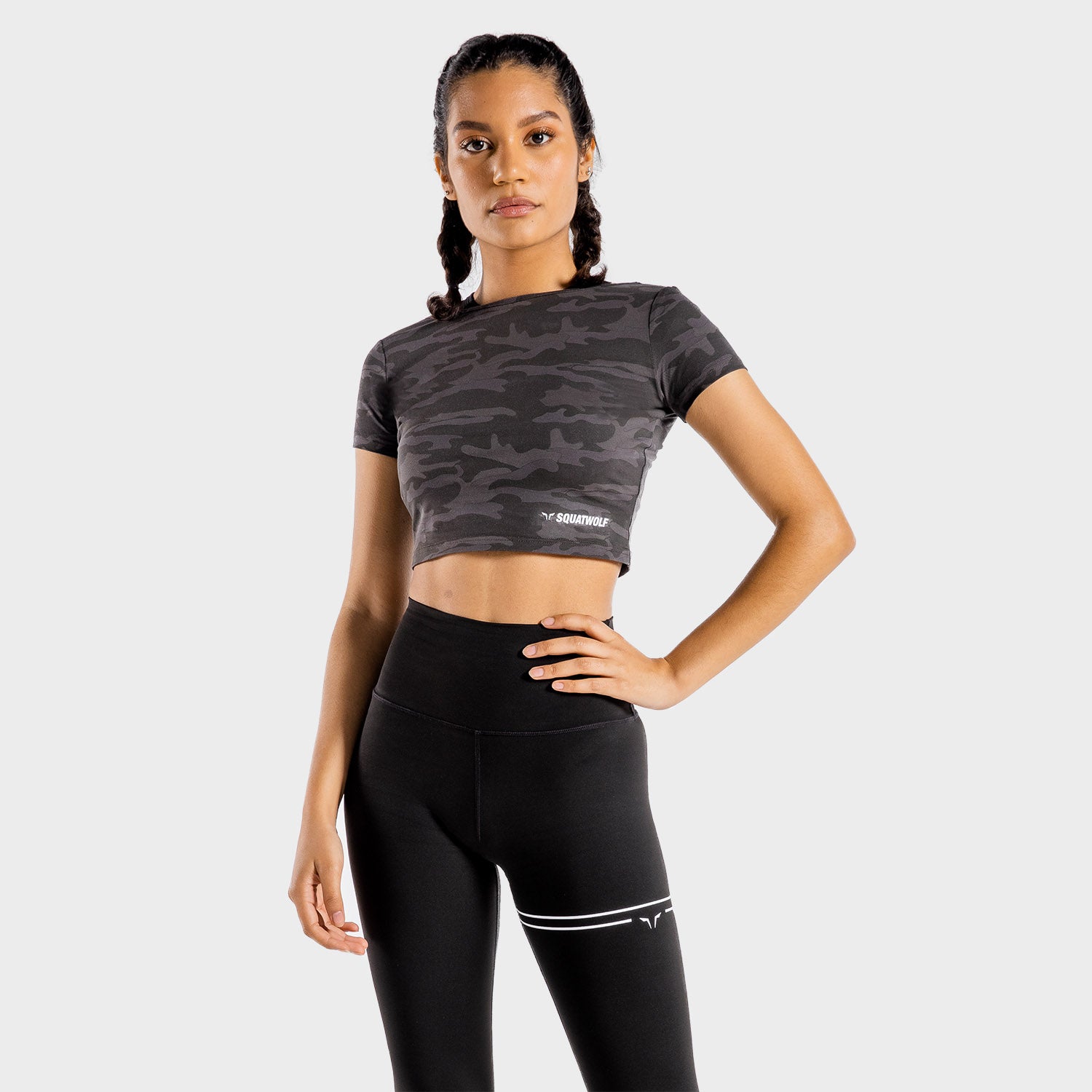 squatwolf-gym-t-shirts-for-women-warrior-crop-tee-half-sleeves-camo-workout-clothes