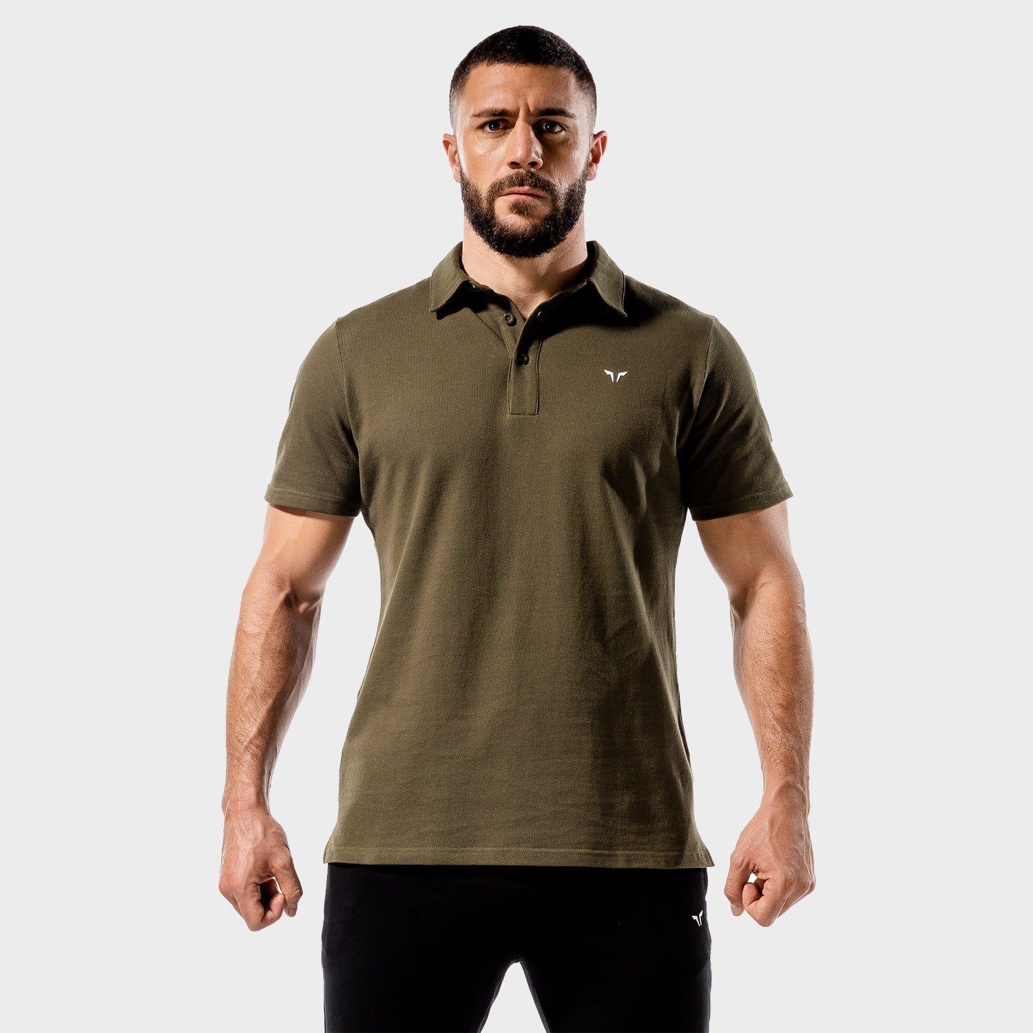 squatwolf-gym-wear-core-tee-polo-khaki-workout-shirts-for-men