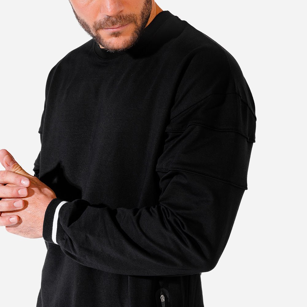 squatwolf-workout-shirts-for-men-hybrid-oversize-sweatshirt-black-gym-wear