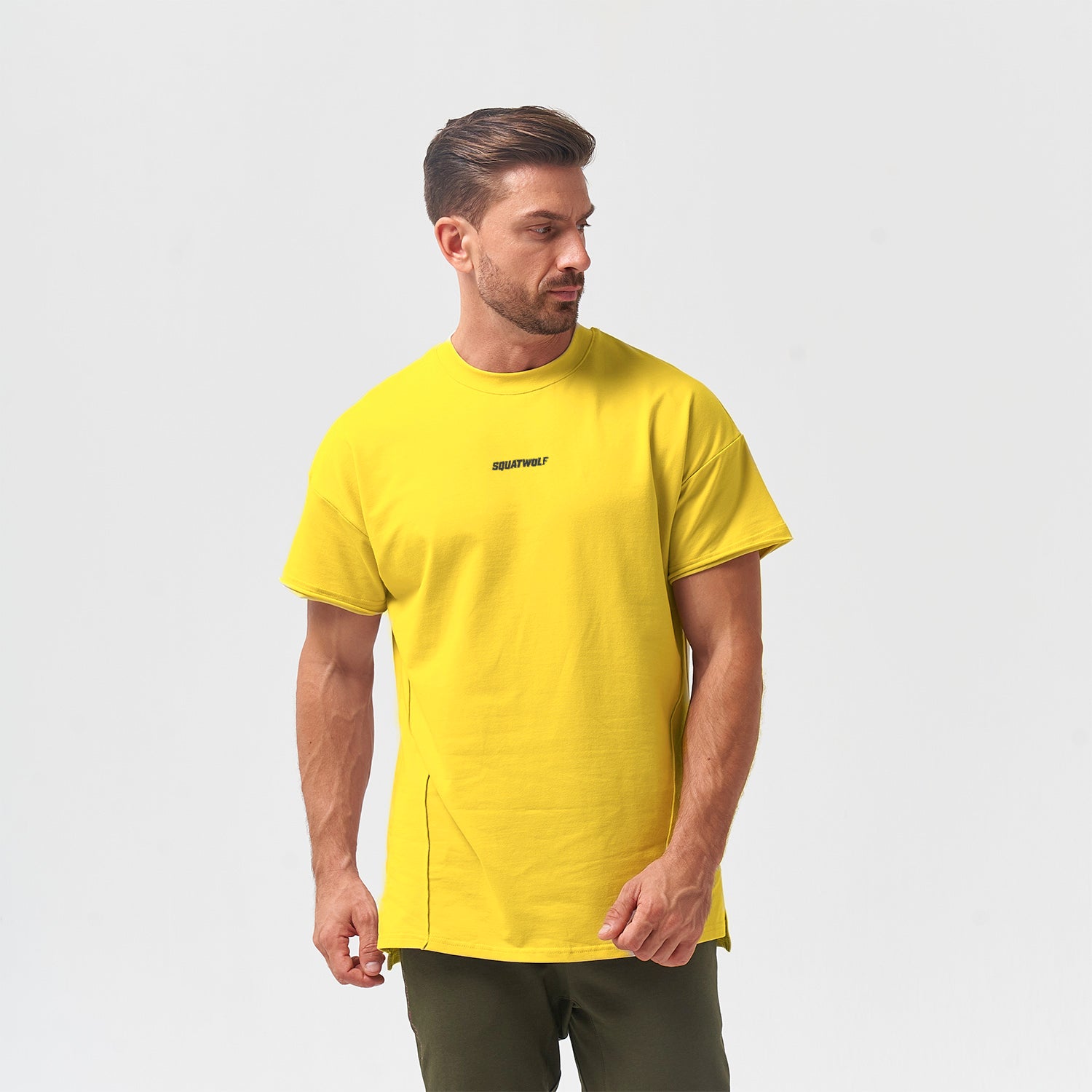 squatwolf-gym-wear-bodybuilding-tee-corn-yellow-workout-shirts-for-men