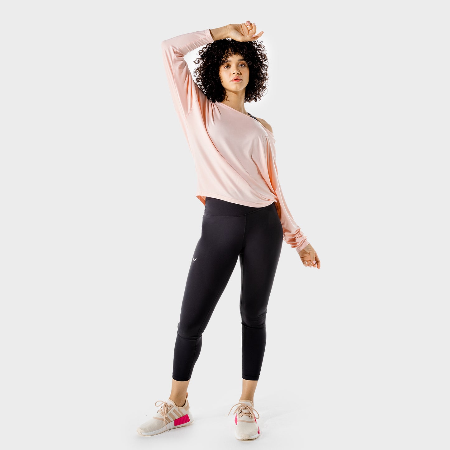 squatwolf-gym-wear-womens-fitness-batwing-top-peach-workout-shirts