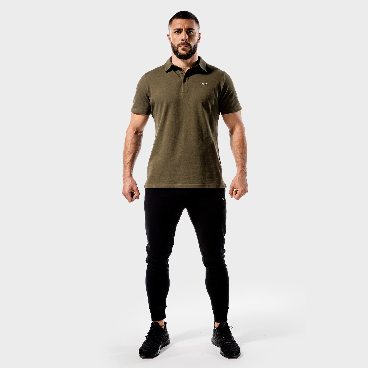 squatwolf-gym-wear-core-tee-polo-khaki-workout-shirts-for-men