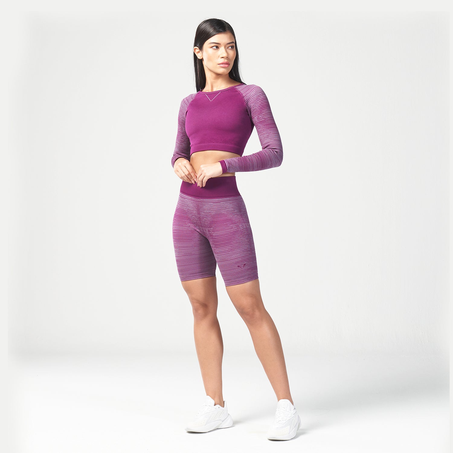 squatwolf-workout-clothes-infinity-stripe-seamless-shorts-dark-purple-gym-shorts-for-women