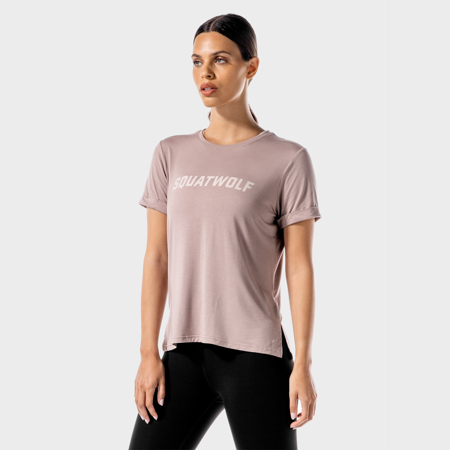 MR, Iconic Tee - Taupe, Workout Shirts Women