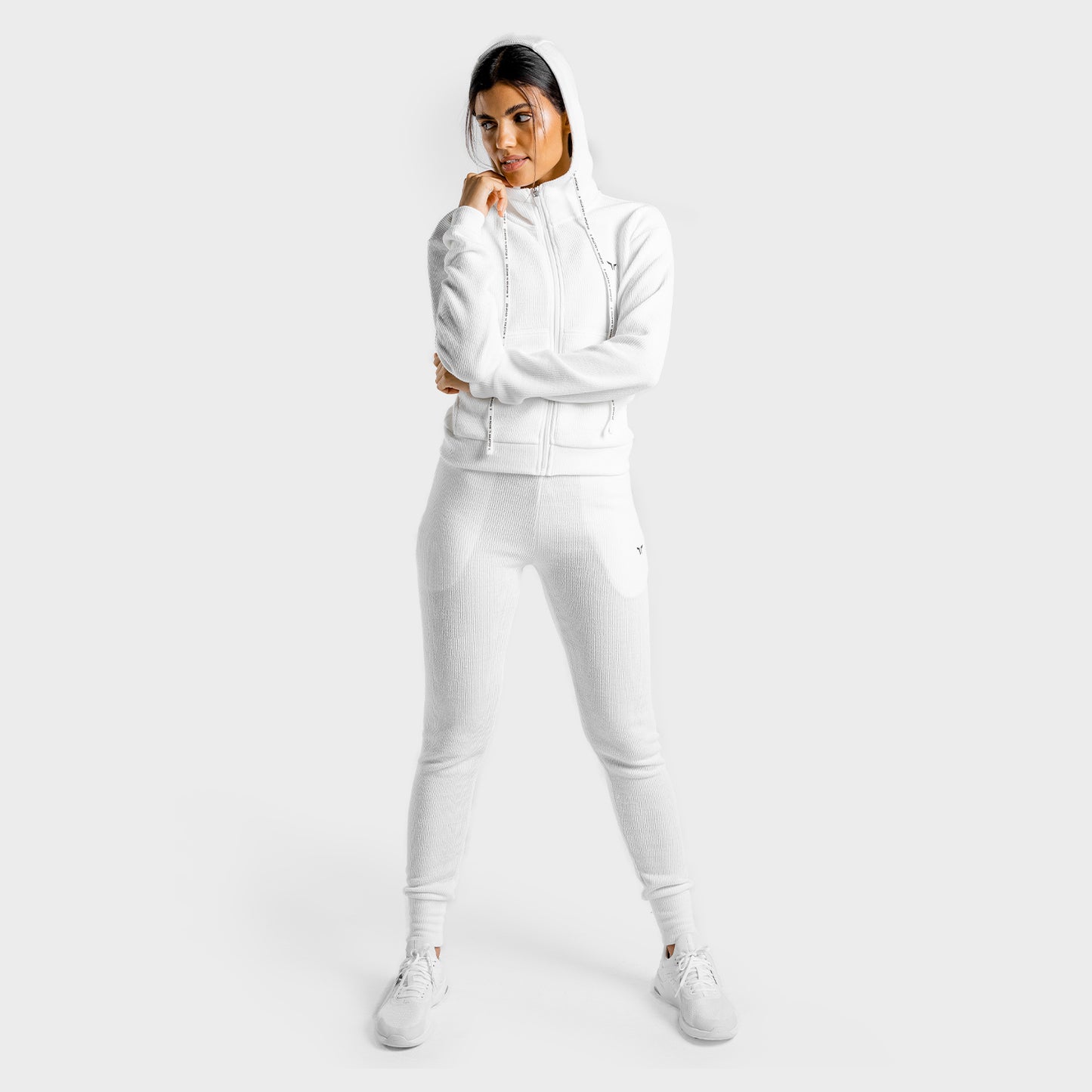 squatwolf-gym-hoodies-women-luxe-zip-up-white-workout-clothes