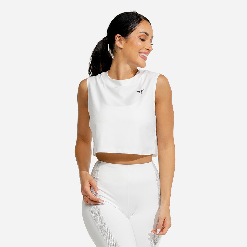 AE, Limitless Crop Top - White, Workout Tank Tops Women