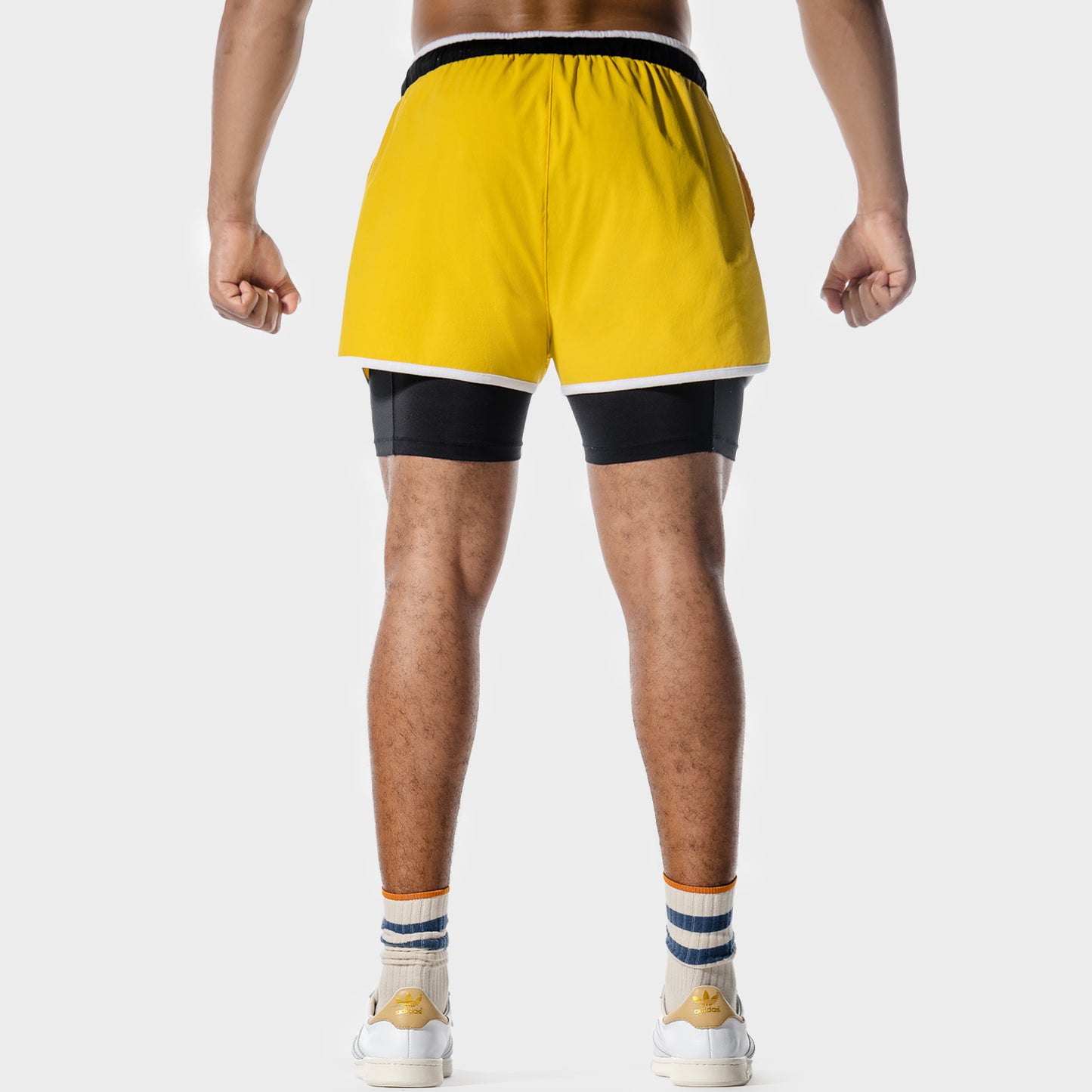 SQUATWOF-gym-wear-golden-era-2-in-1-shorts-yellow-workout-shorts-for-men