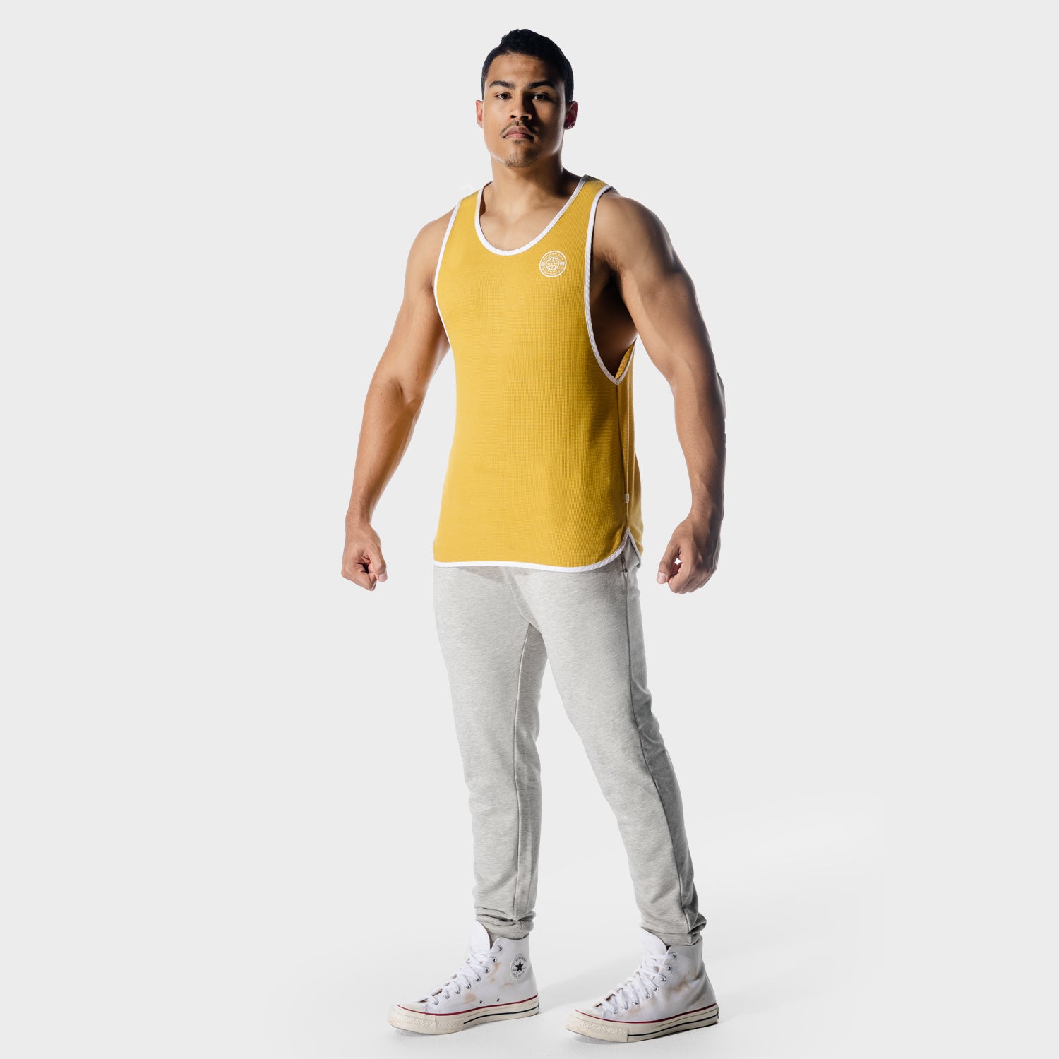 squatwolf-gym-wear-golden-era-waffle-tank-yellow-workout-tank-tops-for-men