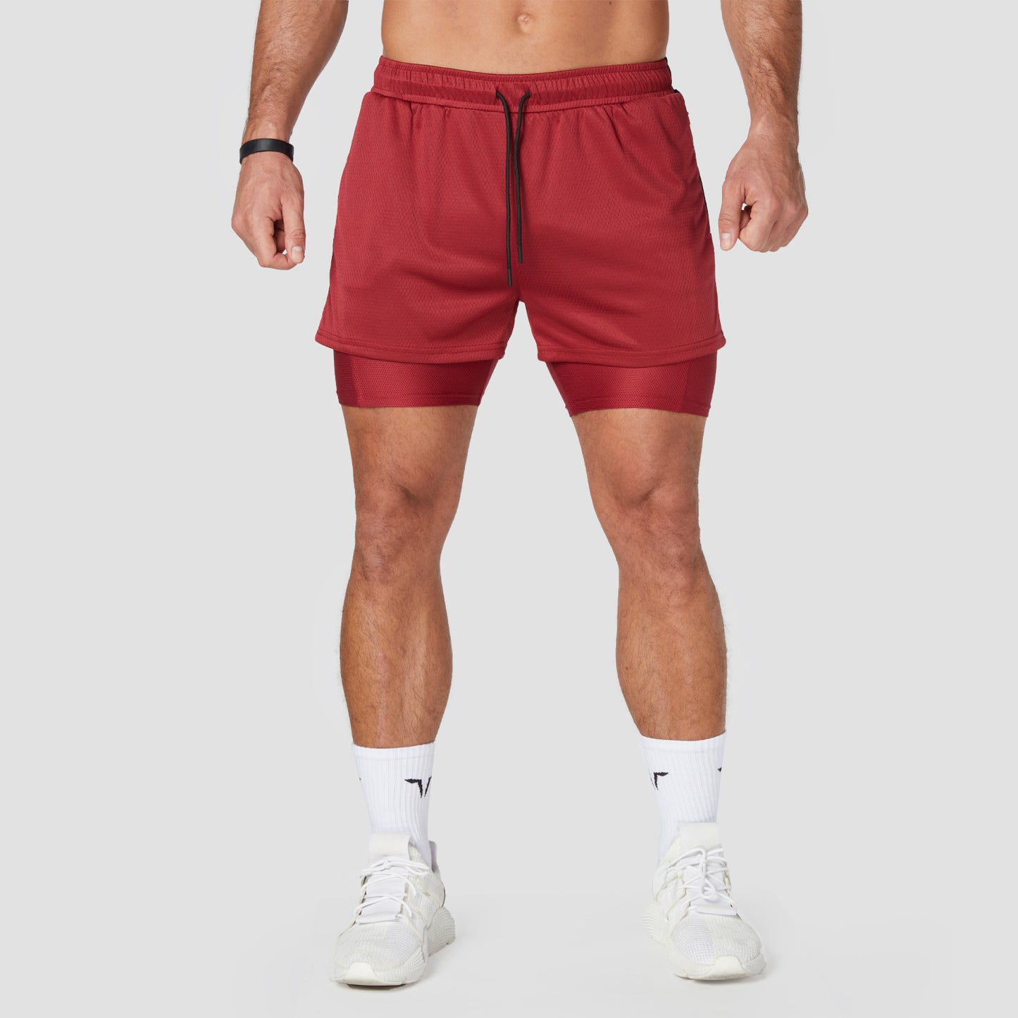 squatwolf-gym-wear-hybrid-performance-2-in-1-shorts-maroon-workout-shorts-for-men