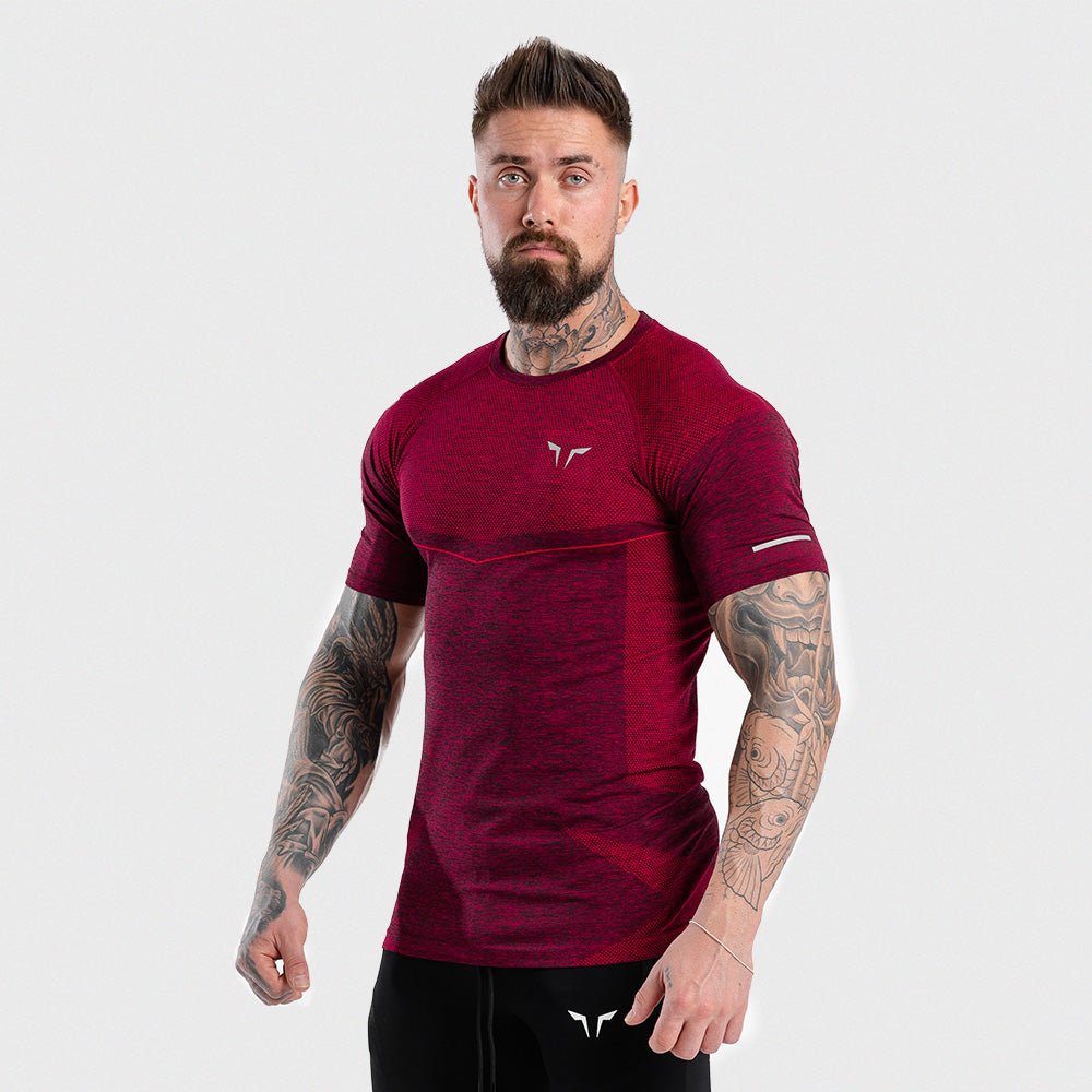 In Seamless Dry Knit Tee Port Red In Half Sleeves Gym T Shirts Men Squatwolf