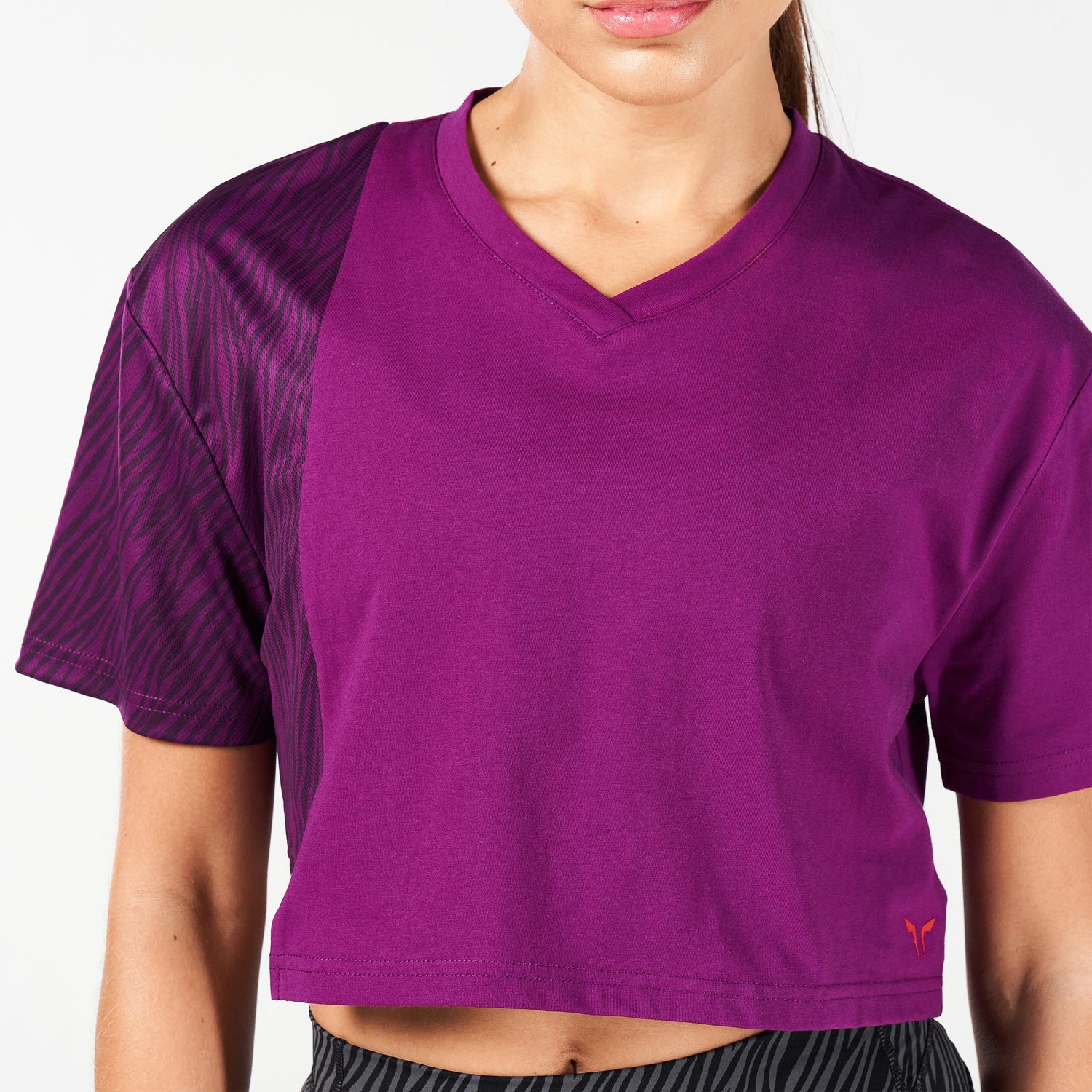 ZA, Core Wild Print Boxy Tee - Purple, Workout Shirts Women