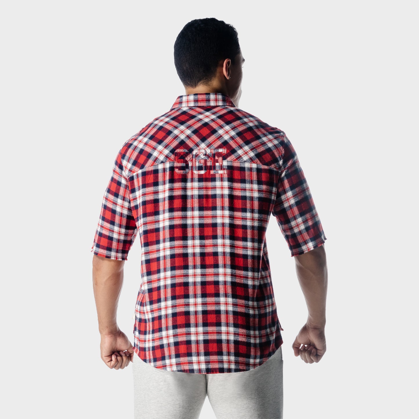squatwolf-workout-shirts-golden-era-flannel-shirt-red-check-workout-clothes-for-men