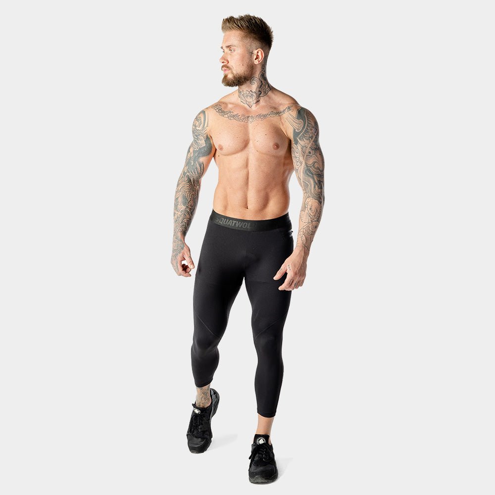 squatwolf-gym-wear-warrior-tights-3/4-black-workout-leggings-for-men