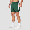 squatwolf-gym-wear-hybrid-performance-2-in-1-shorts-green-workout-shorts-for-men