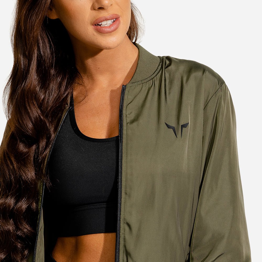 squatwolf-gym-hoodies-women-bomber-jacket-khaki-workout-clothes