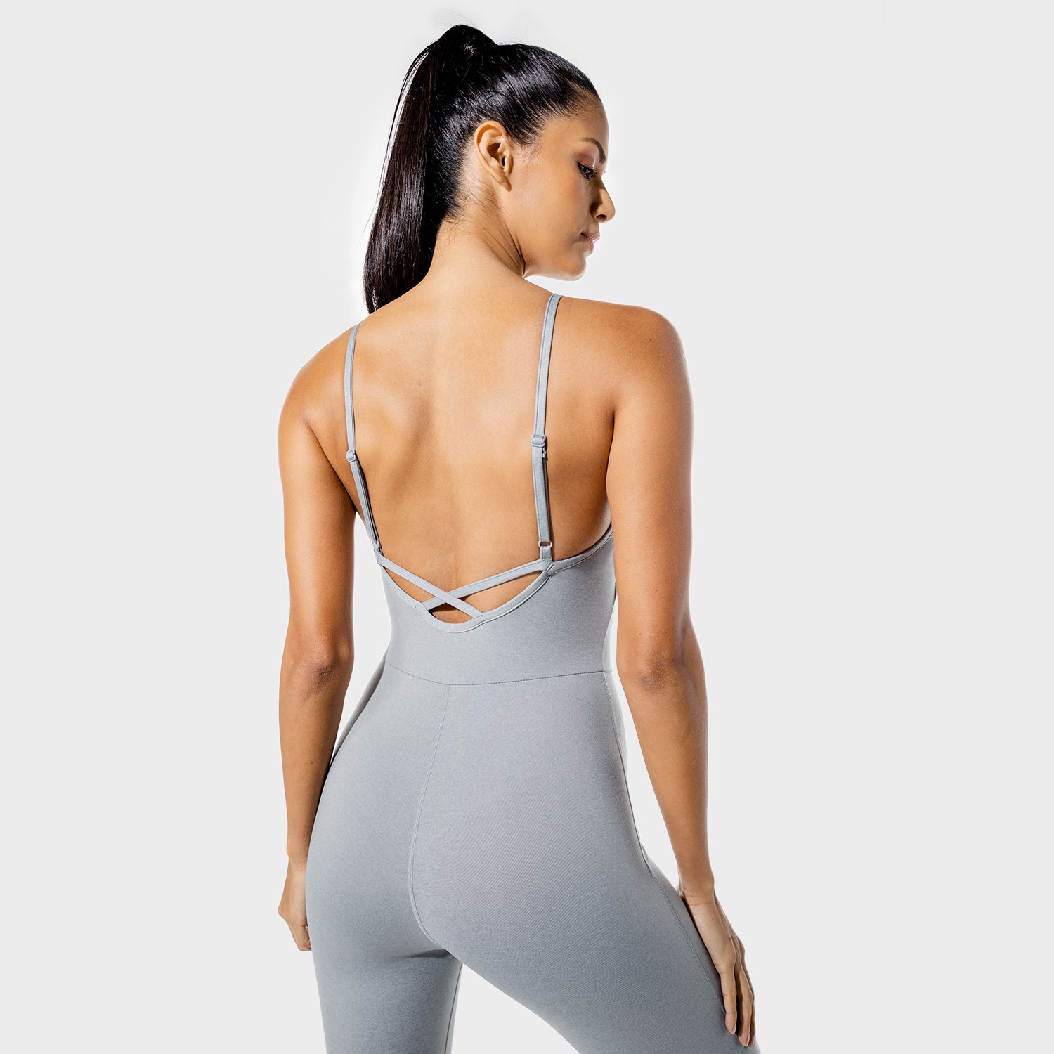 squatwolf-gym-wear-womens-fitness-performance-catsuit-grey-workout-tops