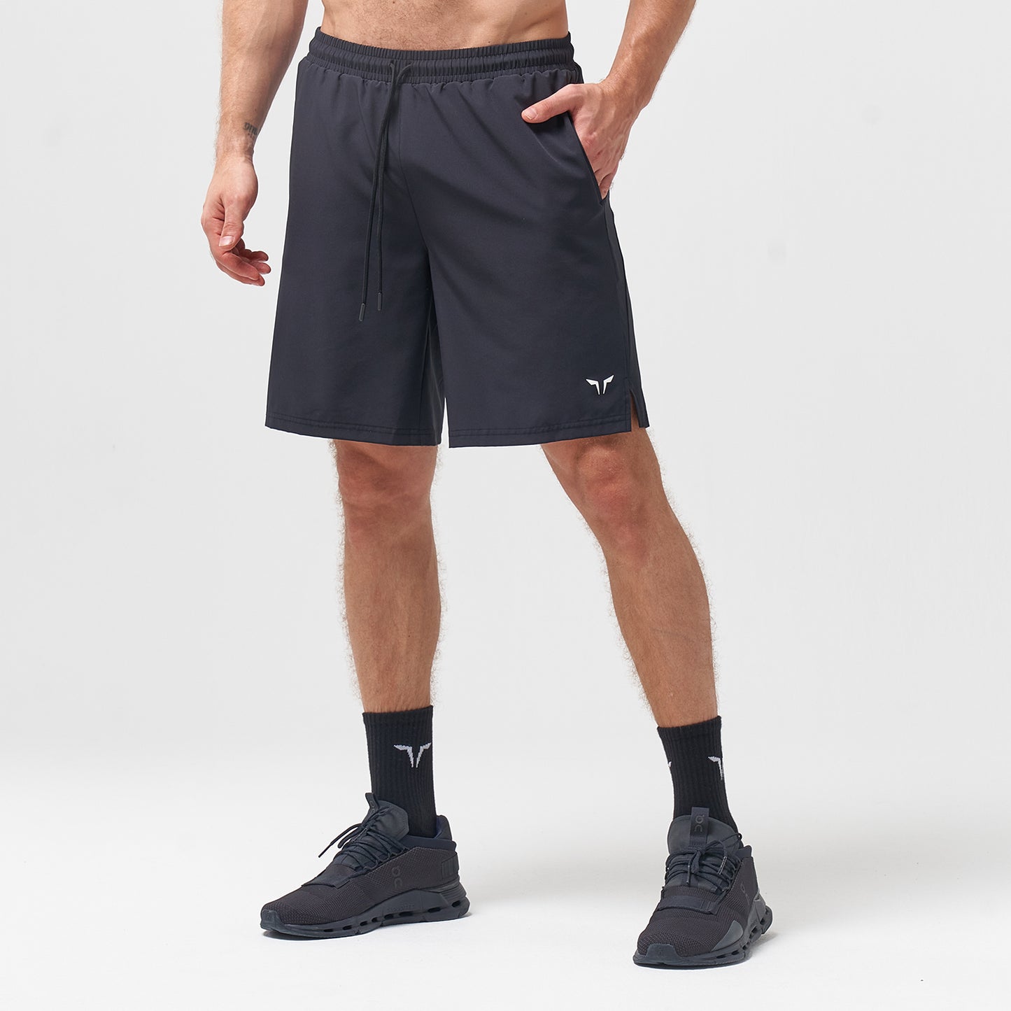 AE, Essential 9 Inch Shorts - Black, Gym Shorts Men