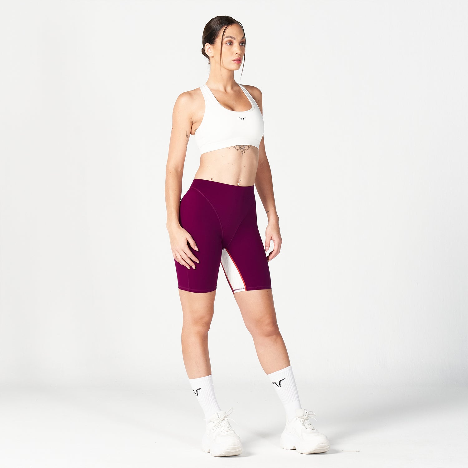 US, Core V-Biker Shorts - Dark Purple, Workout Shorts Women