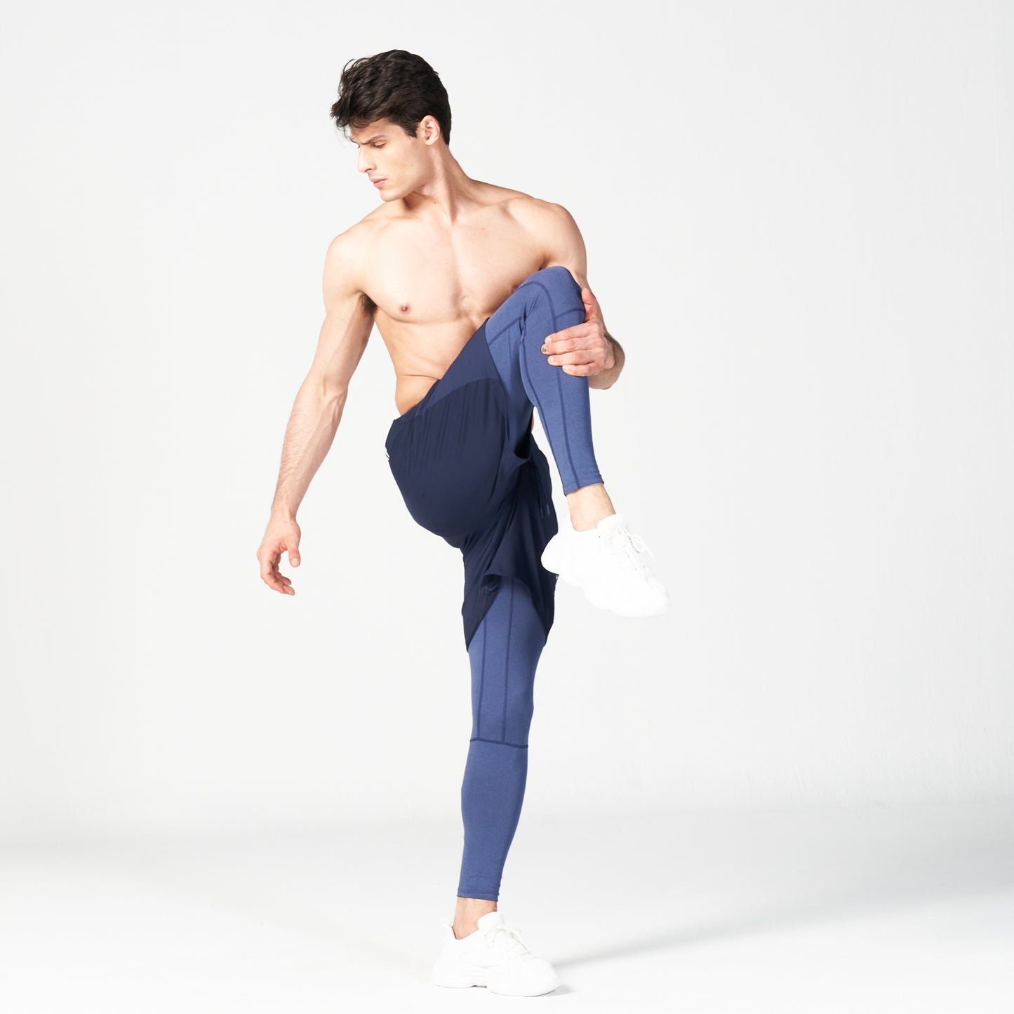 squatwolf-gym-wear-core-protech-tights-navy-marl-workout tights-for-men