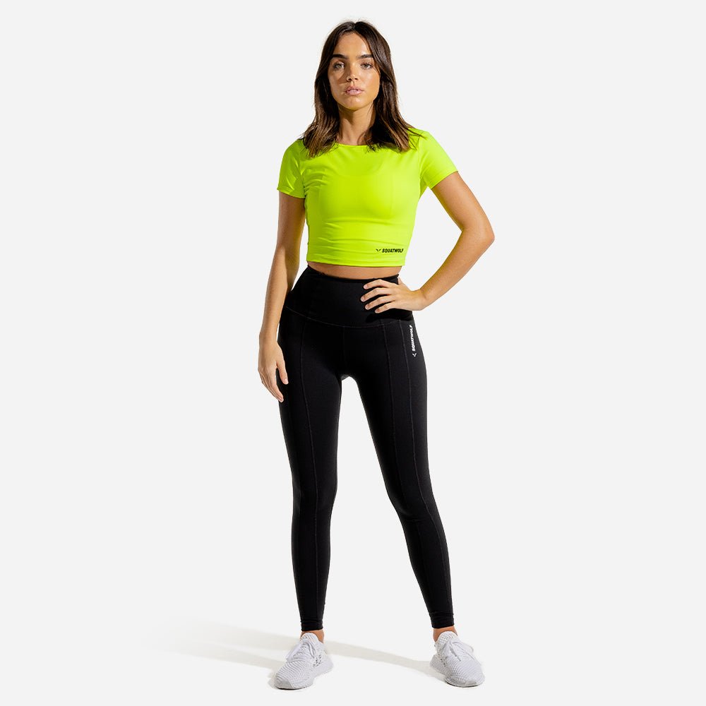 squatwolf-gym-t-shirts-for-women-warrior-crop-tee-half-sleeves-neon-workout-clothes